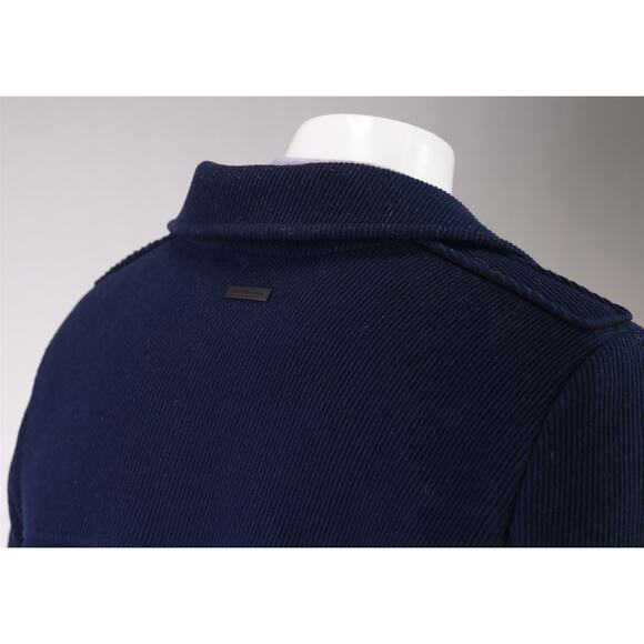 Andrew Marc New York Navy Blue Twill Zip Front 3/4 Length Wool Coat Large - Picture 7 of 11